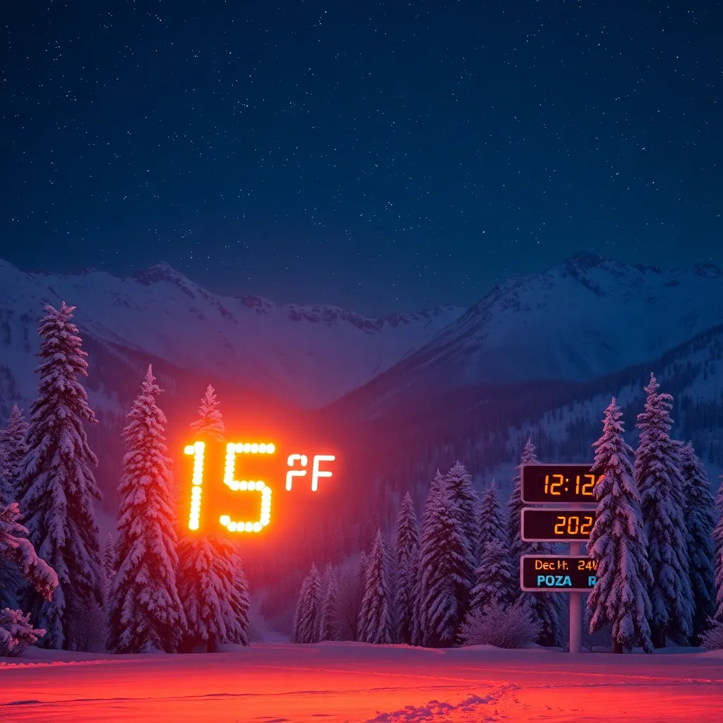 Will the temperature in Mammoth Lakes, CA drop below 15°F on December 24, 2024?