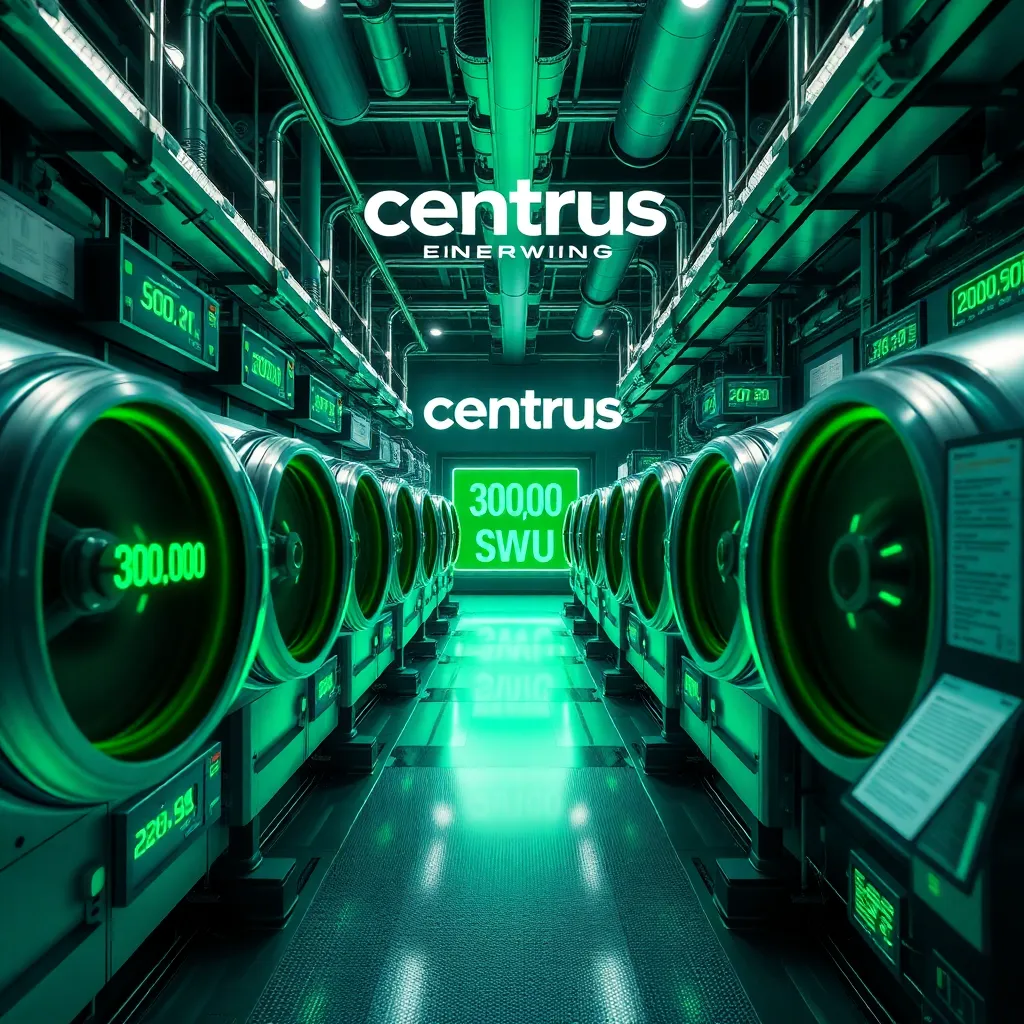 Will Centrus Energy's uranium enrichment plant reach a capacity of 300,000 SWU/year using TC-21 centrifuges by March 31, 2025?